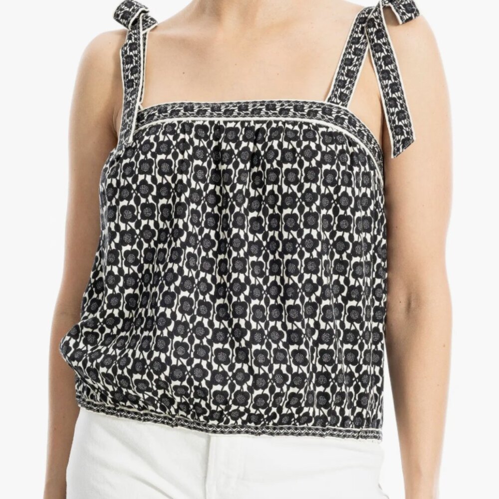 Max Studio Tie Shoulder Bubble Hem Top Large